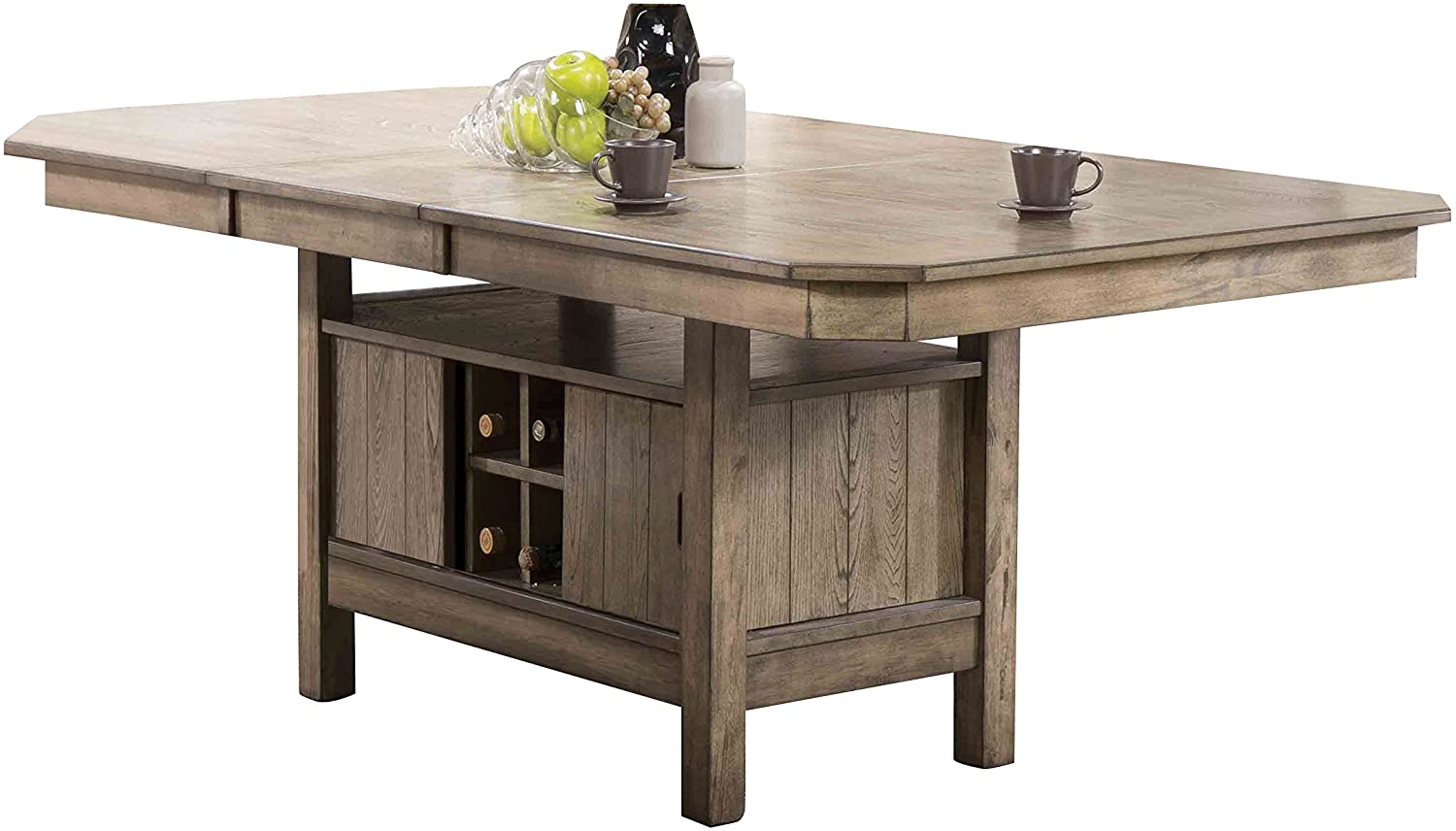 HomeRoots Rustic Style Dining Table With Wine Storage