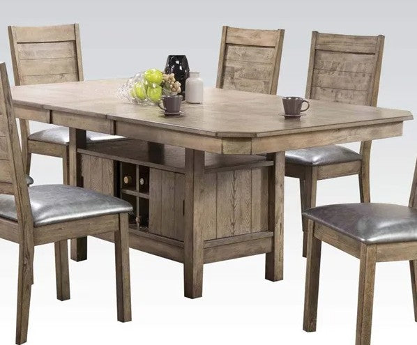 HomeRoots Rustic Style Dining Table With Wine Storage