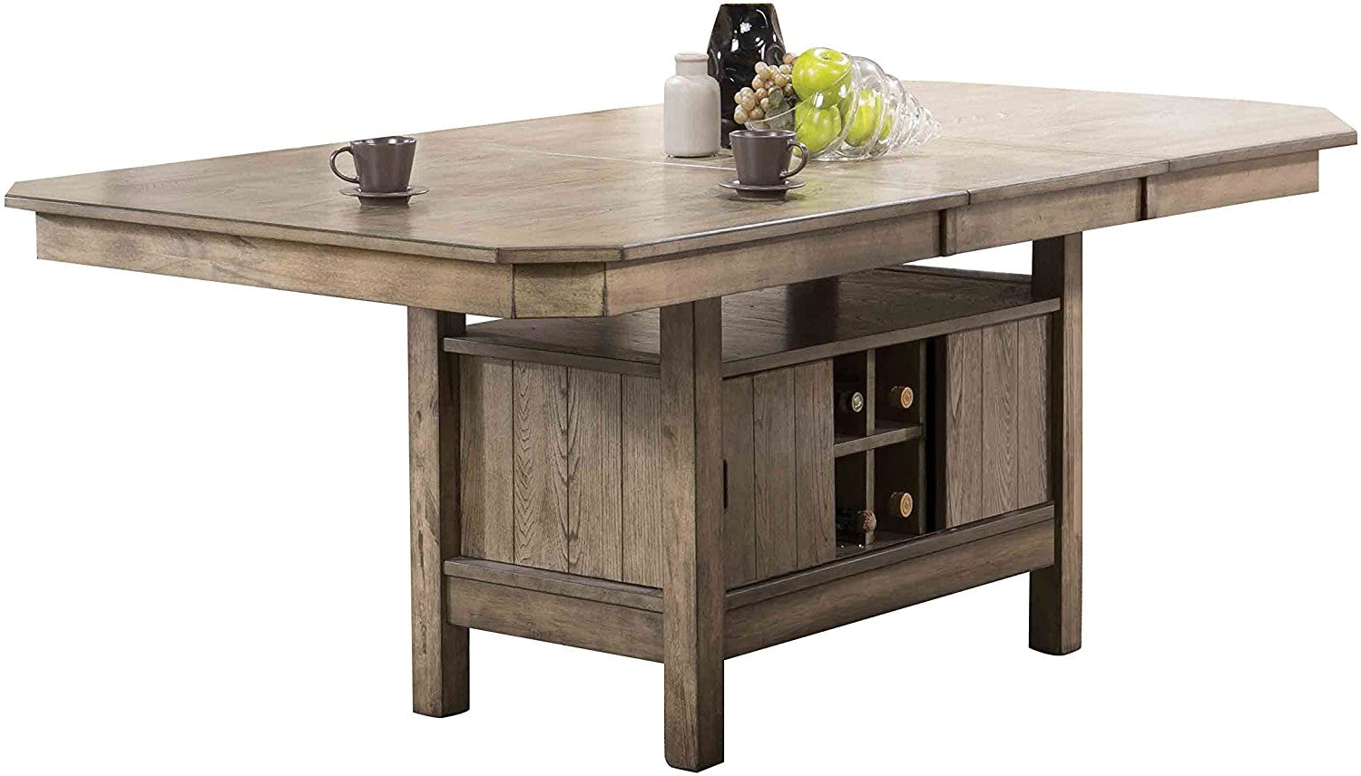 HomeRoots Rustic Style Dining Table With Wine Storage