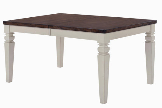 HomeRoots Rustic White and Brown Two Tone Hardwood Dining Table