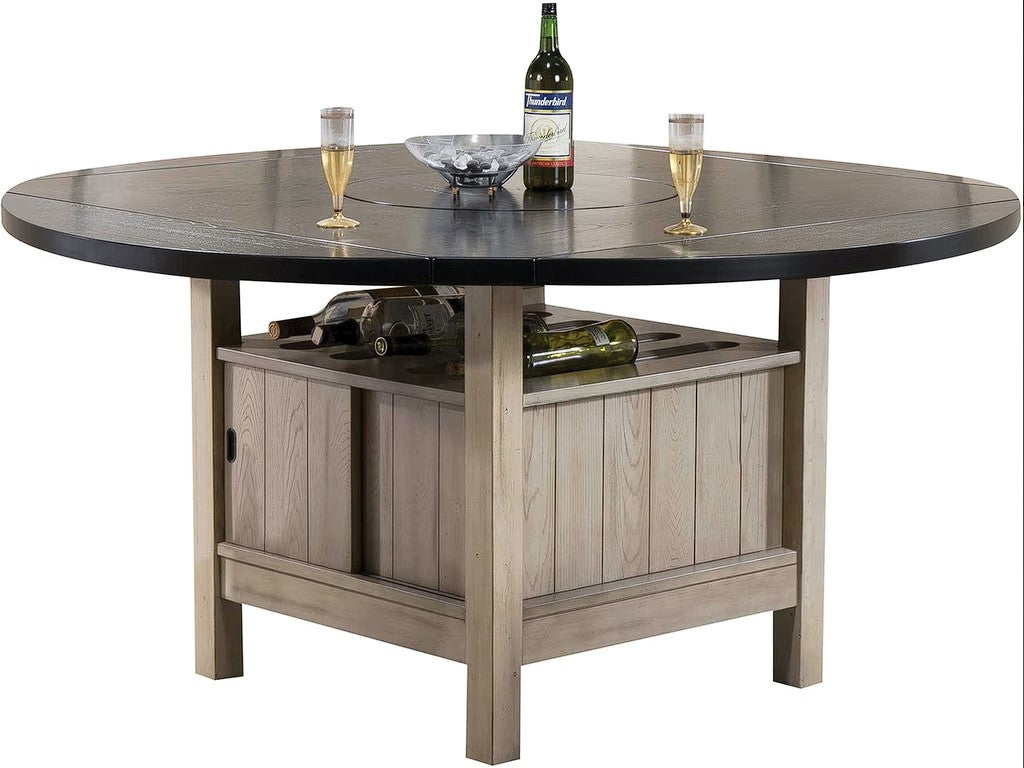 HomeRoots Rustic Wood and Black Dining Table with Wine Storage