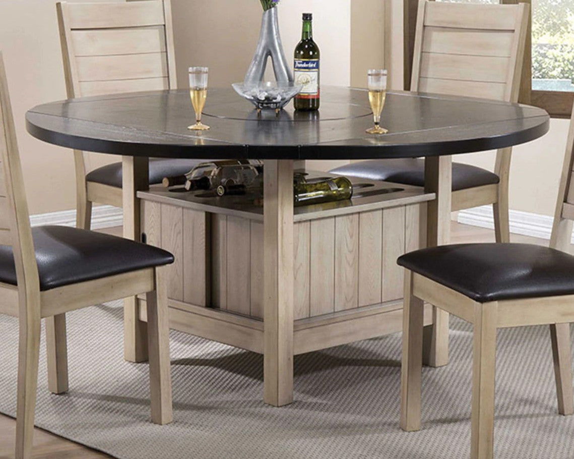 HomeRoots Rustic Wood and Black Dining Table with Wine Storage