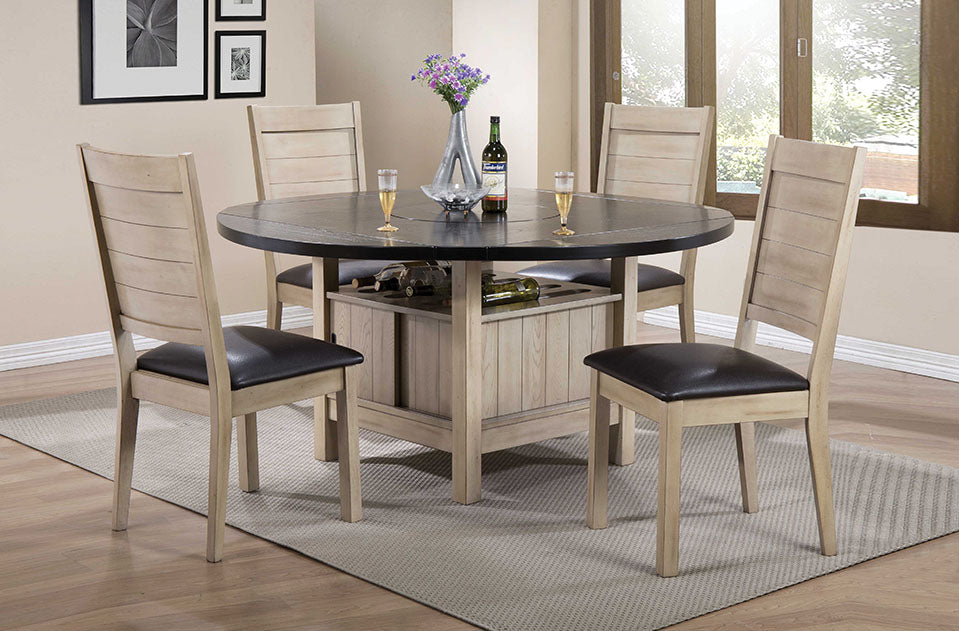 HomeRoots Rustic Wood and Black Dining Table with Wine Storage