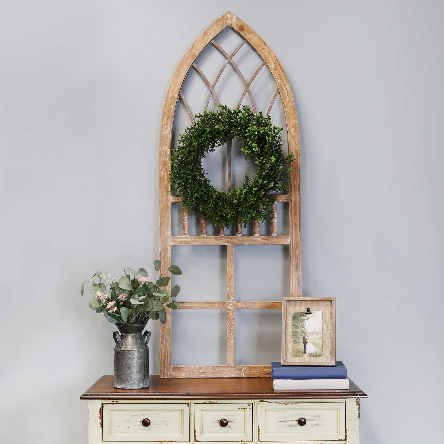 HomeRoots Rustic Wood and Metal Arch Wall Art