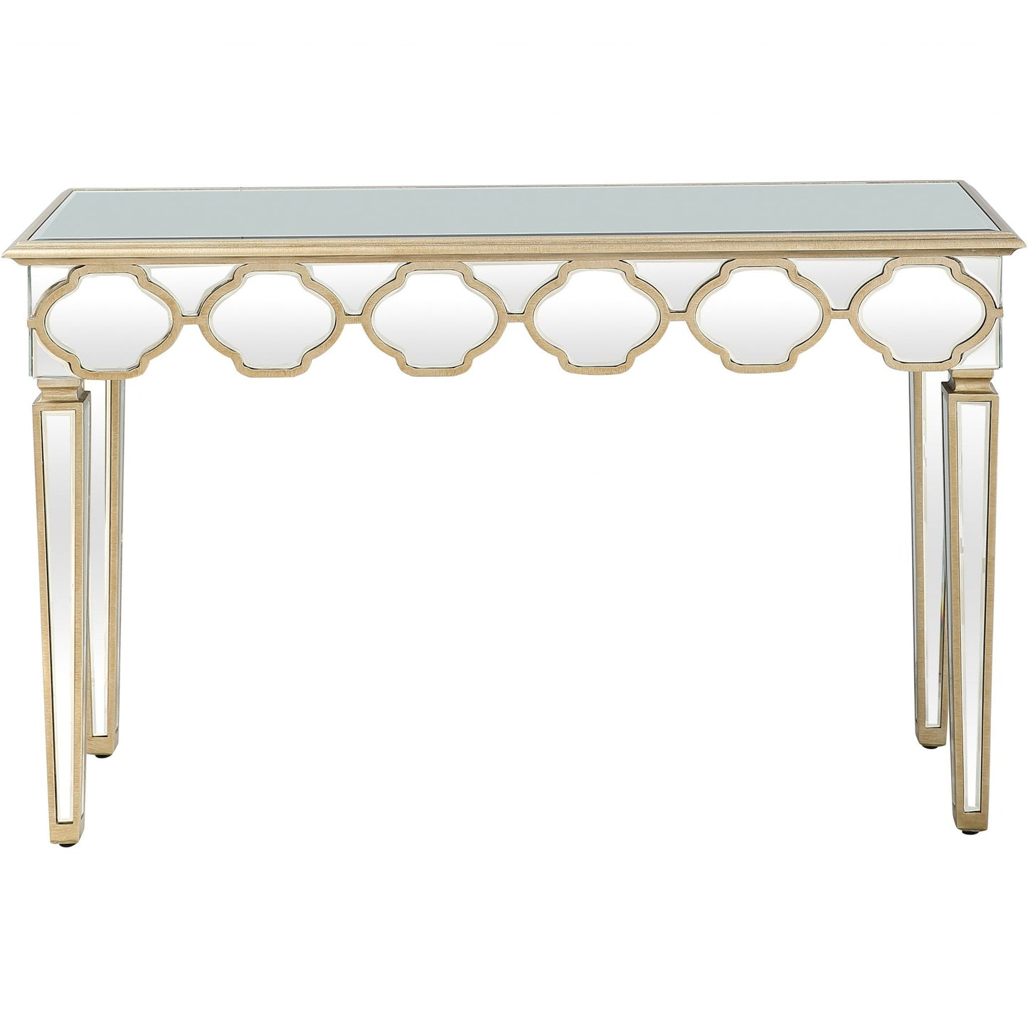 HomeRoots Scalloped Edge Console Table With Antique Silver Finish