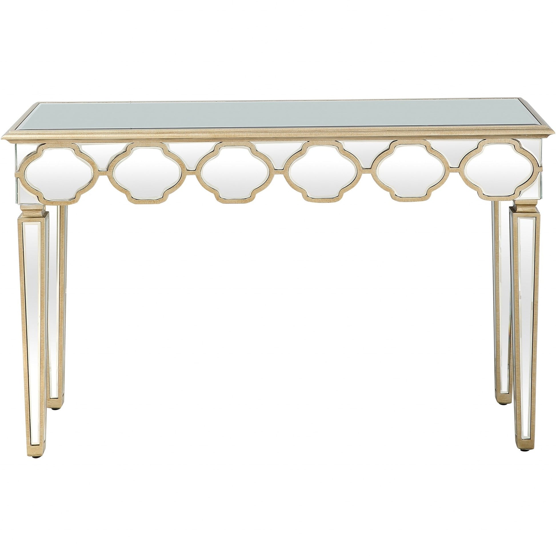 HomeRoots Scalloped Edge Console Table With Antique Silver Finish