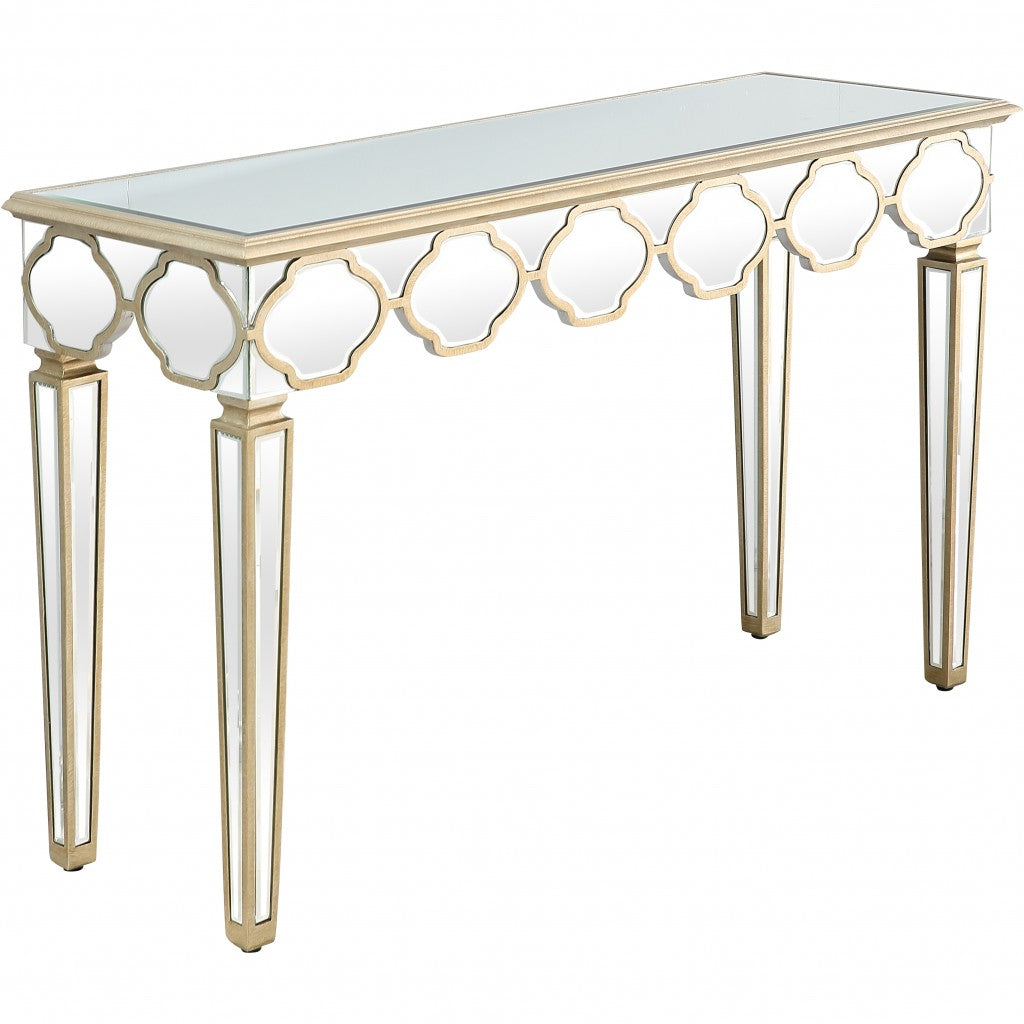 HomeRoots Scalloped Edge Console Table With Antique Silver Finish