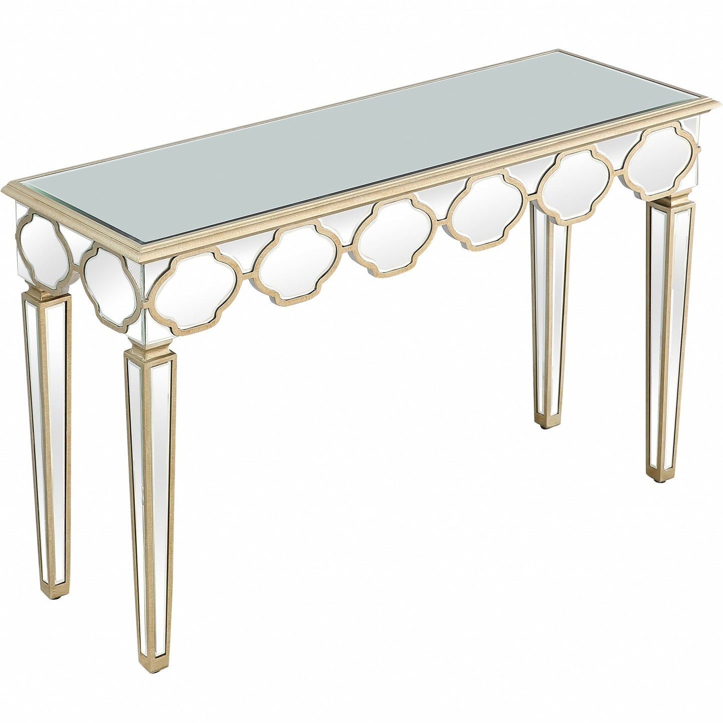 HomeRoots Scalloped Edge Console Table With Antique Silver Finish