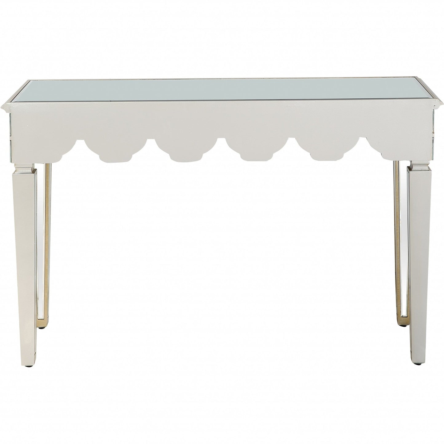 HomeRoots Scalloped Edge Console Table With Antique Silver Finish