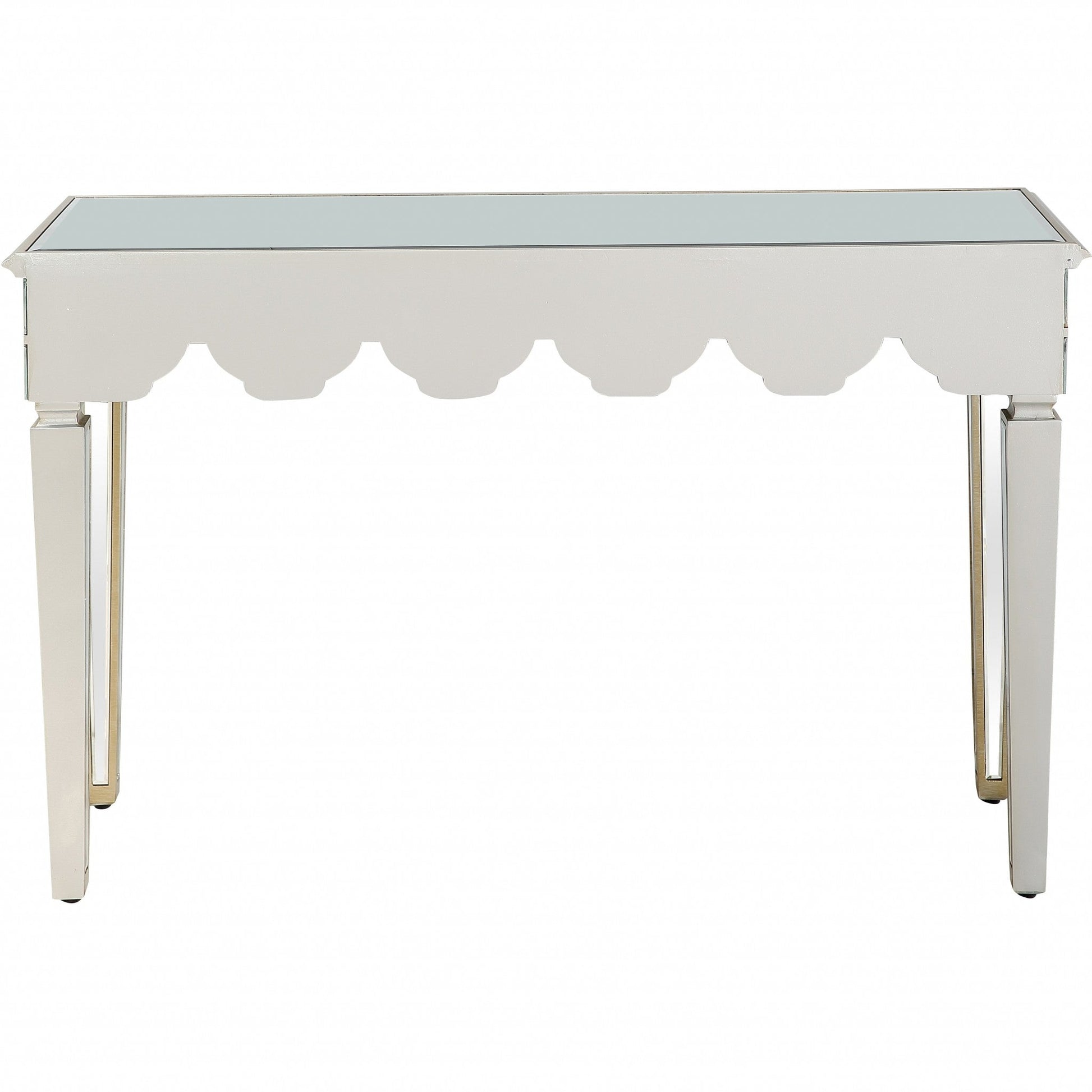 HomeRoots Scalloped Edge Console Table With Antique Silver Finish