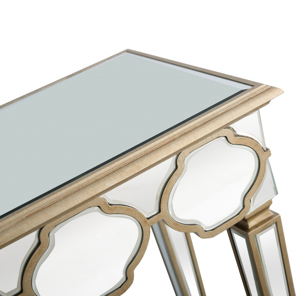 HomeRoots Scalloped Edge Console Table With Antique Silver Finish