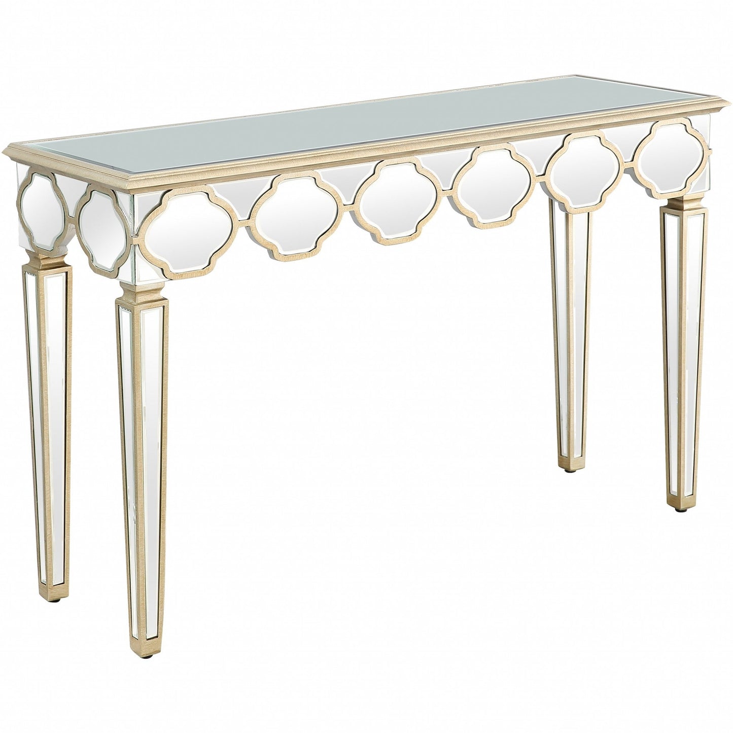 HomeRoots Scalloped Edge Console Table With Antique Silver Finish