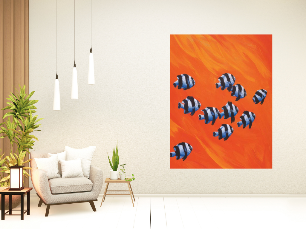 HomeRoots School of Clown Fish 2 Giclee Wrap Canvas Wall Art
