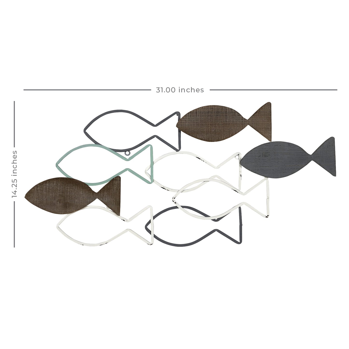HomeRoots School of Fish Metal and Wood Wall Decor