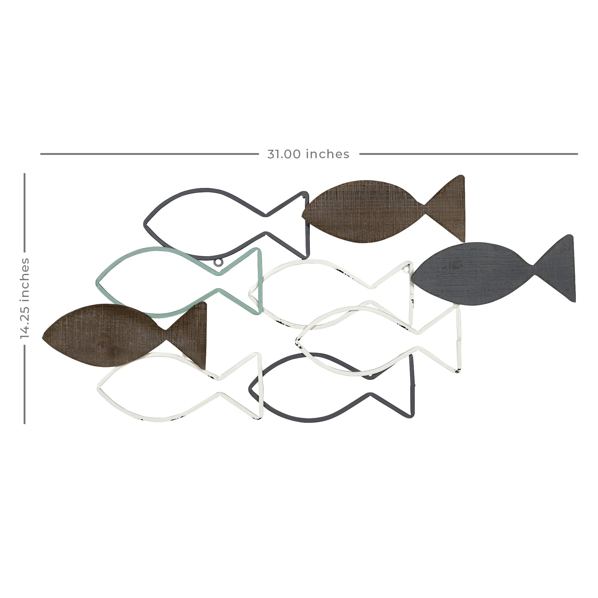 HomeRoots School of Fish Metal and Wood Wall Decor