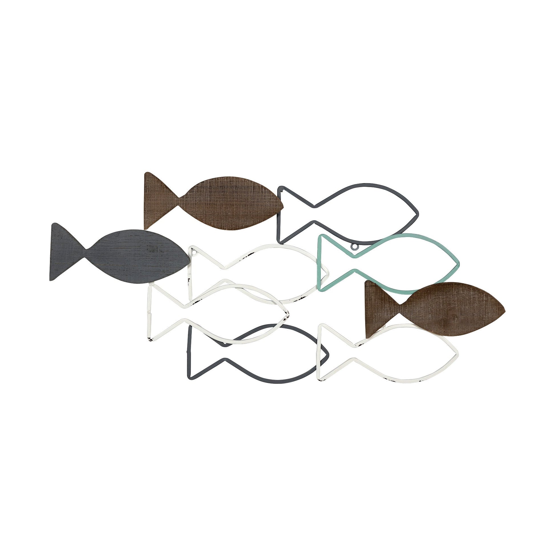 HomeRoots School of Fish Metal and Wood Wall Decor