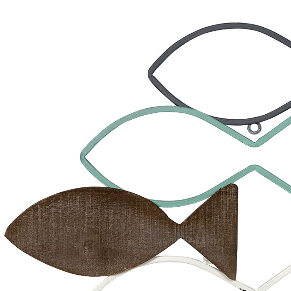 HomeRoots School of Fish Metal and Wood Wall Decor