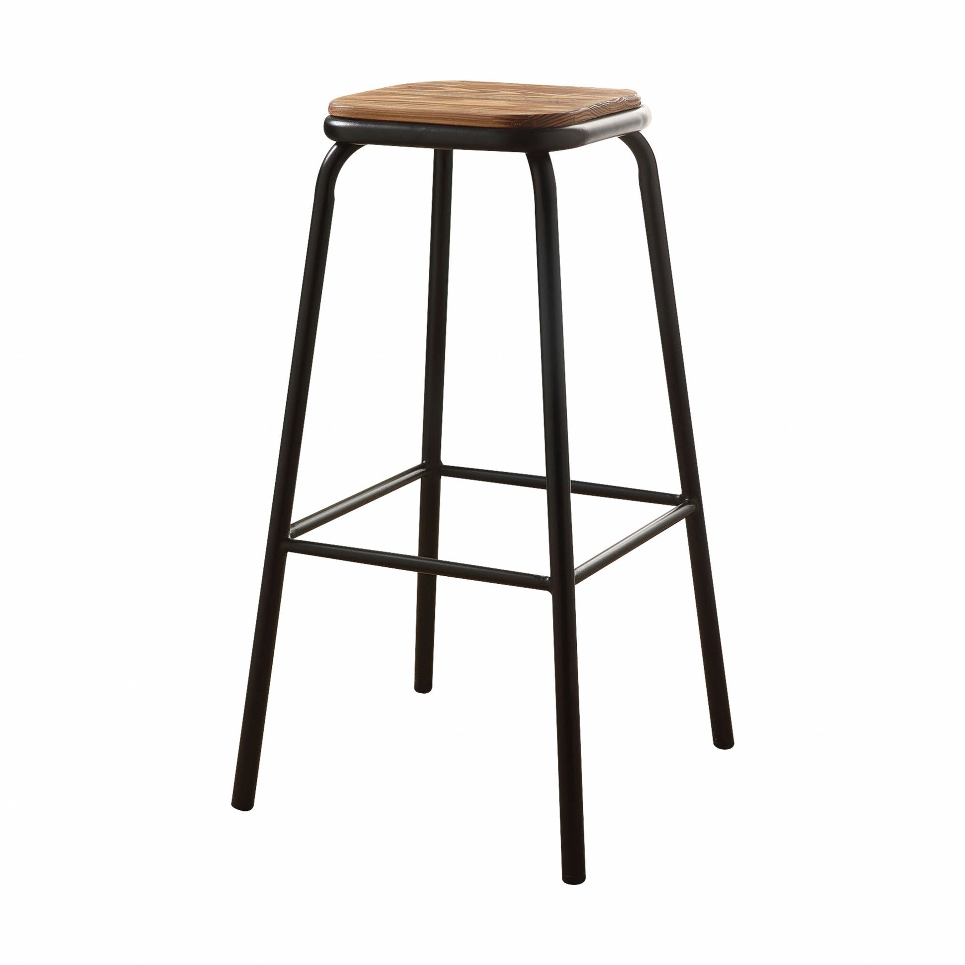 HomeRoots Set of 2 30' Black And Natural Metal base Backless Stools