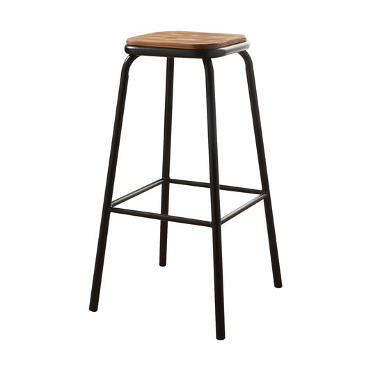 HomeRoots Set of 2 30' Black And Natural Metal base Backless Stools