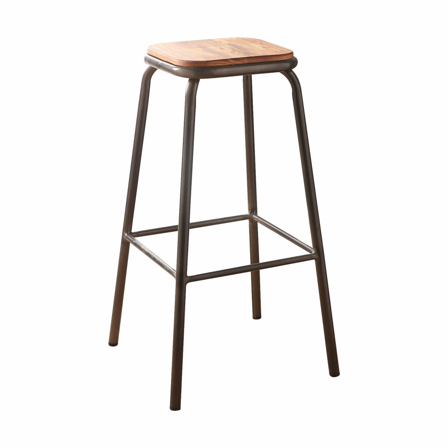 HomeRoots Set of 2 30' Gunmetal And Natural Backless Stools