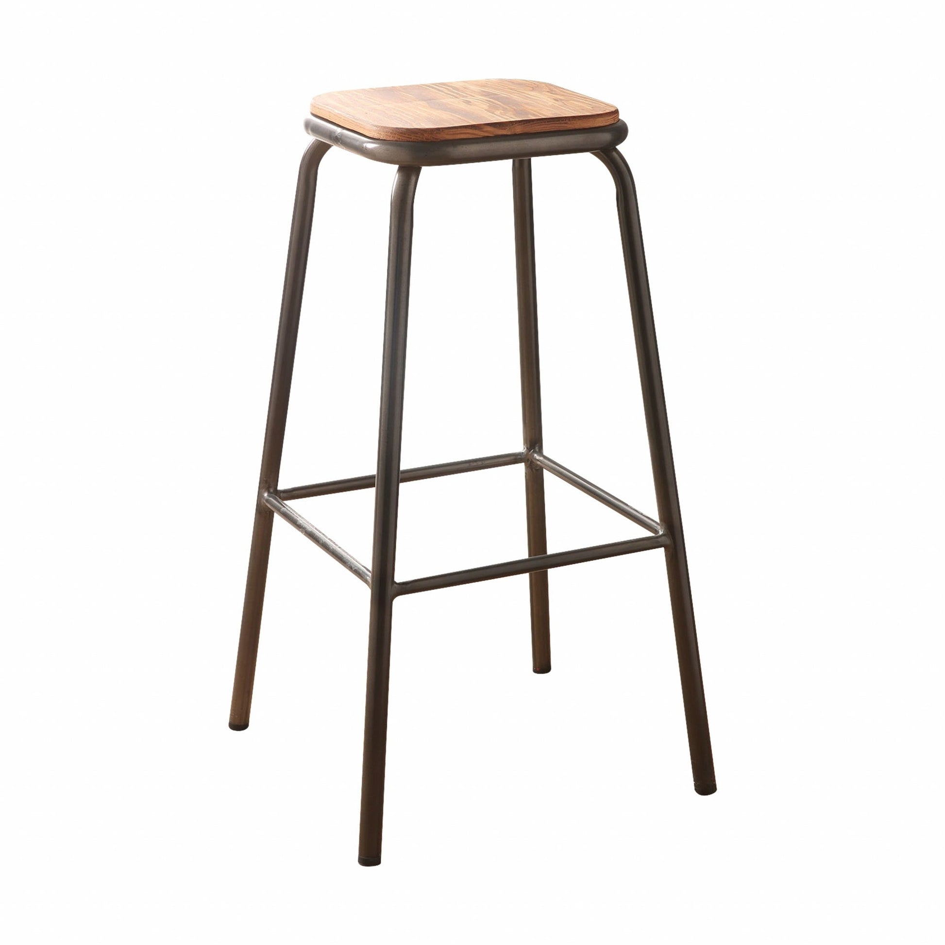 HomeRoots Set of 2 30' Gunmetal And Natural Backless Stools