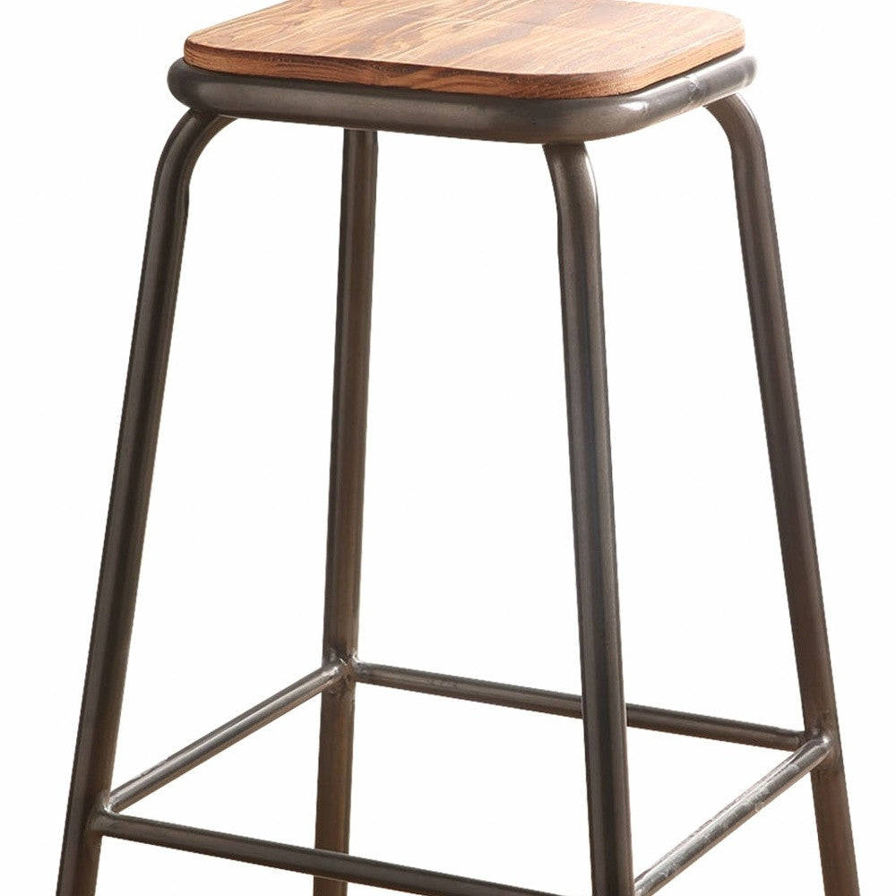 HomeRoots Set of 2 30' Gunmetal And Natural Backless Stools