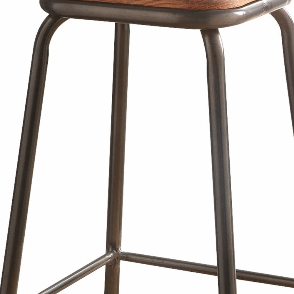 HomeRoots Set of 2 30' Gunmetal And Natural Backless Stools