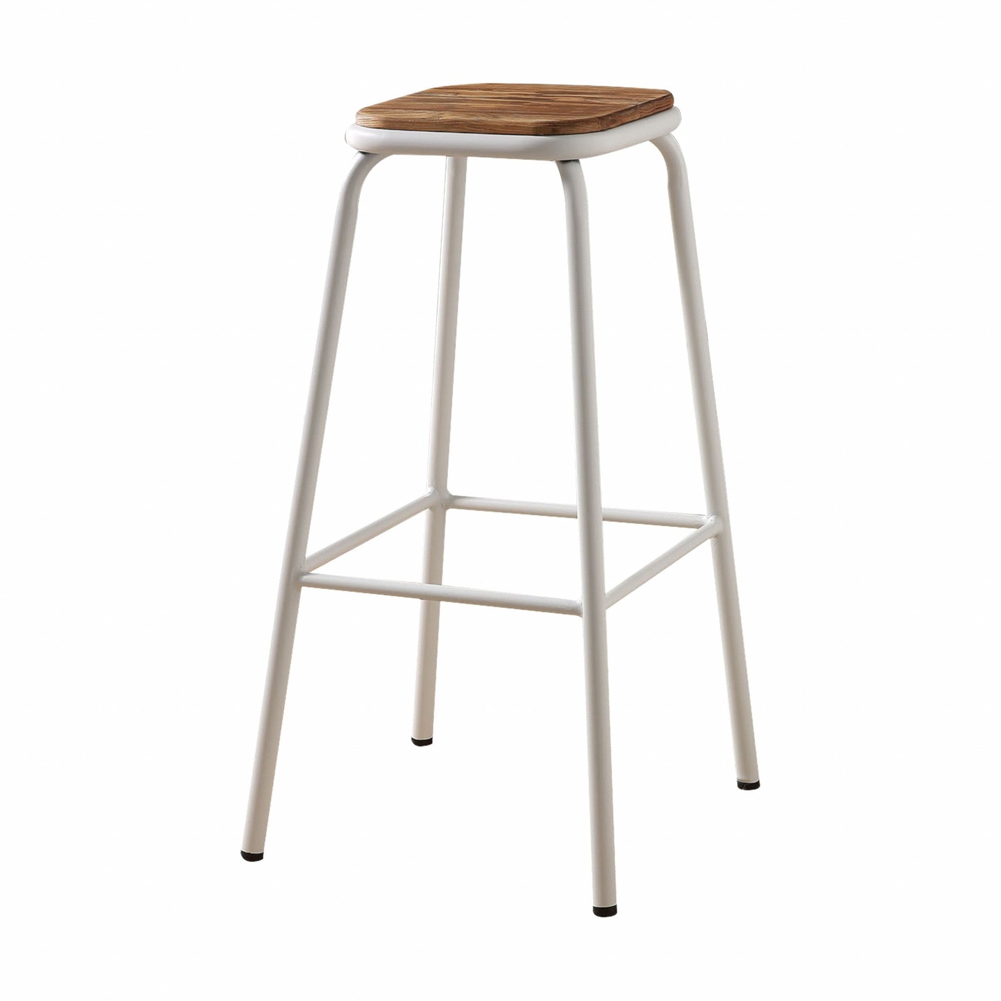 HomeRoots Set of 2 30' White And Natural Backless Stools