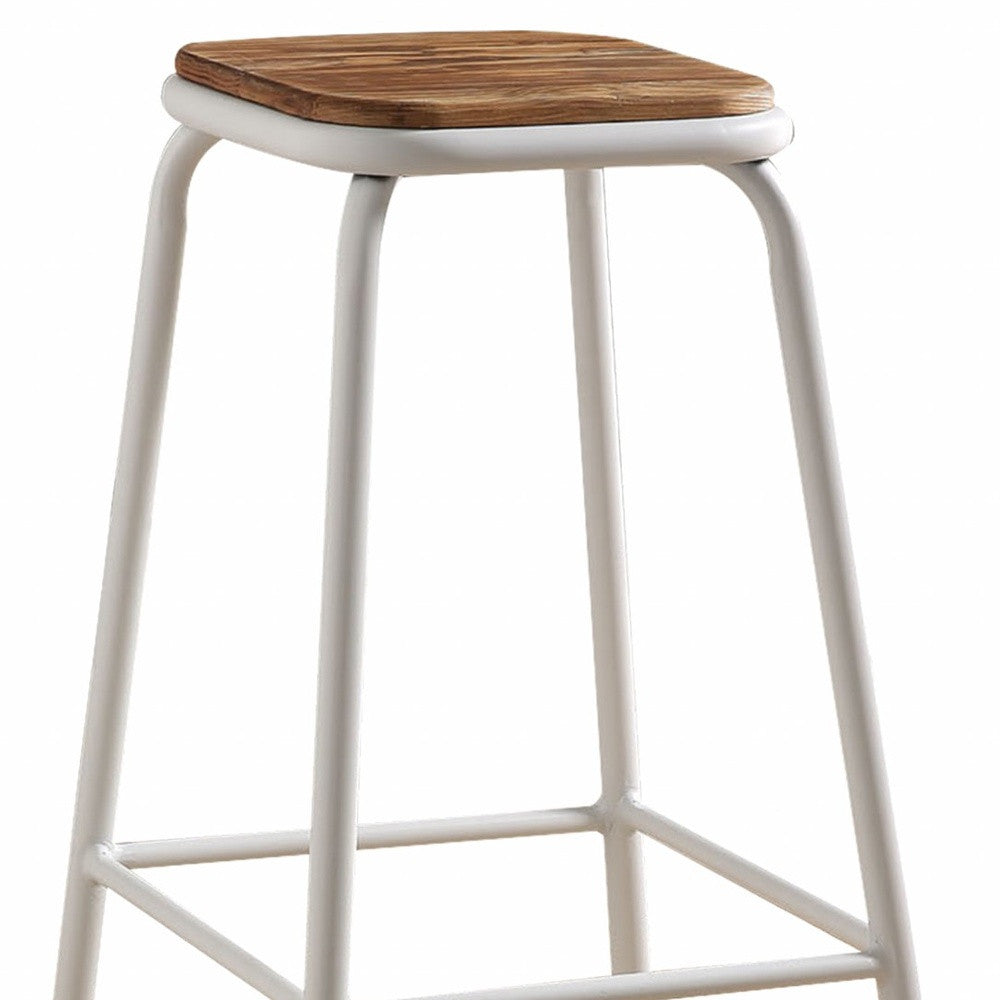 HomeRoots Set of 2 30' White And Natural Backless Stools