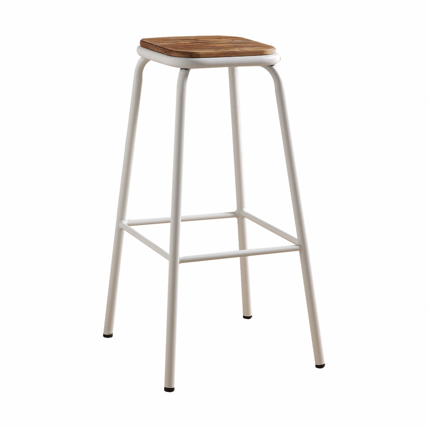HomeRoots Set of 2 30' White And Natural Backless Stools