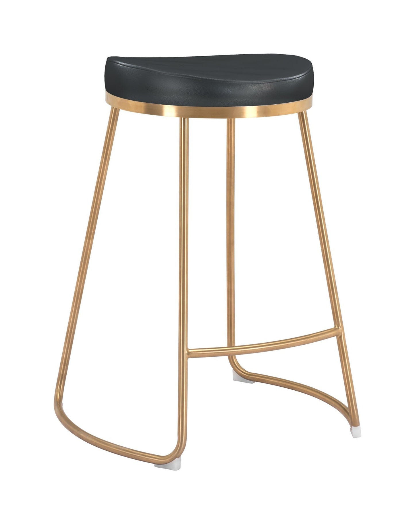 HomeRoots Set of 2 Black And Gold Modern Glam Geo Backless Counter Stools