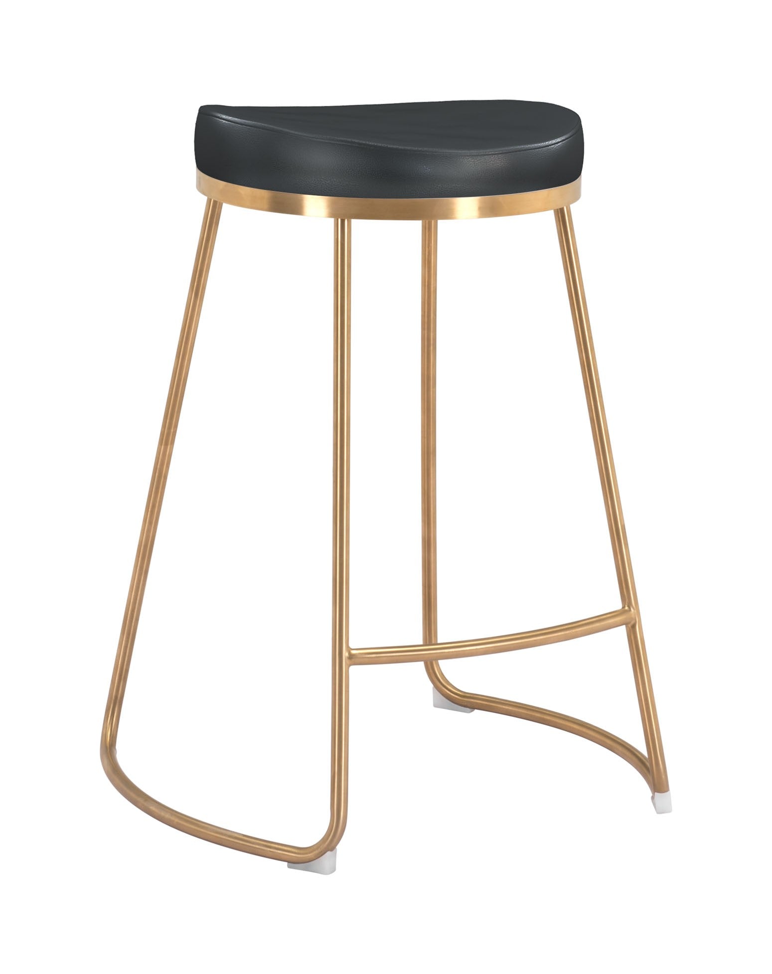 HomeRoots Set of 2 Black And Gold Modern Glam Geo Backless Counter Stools