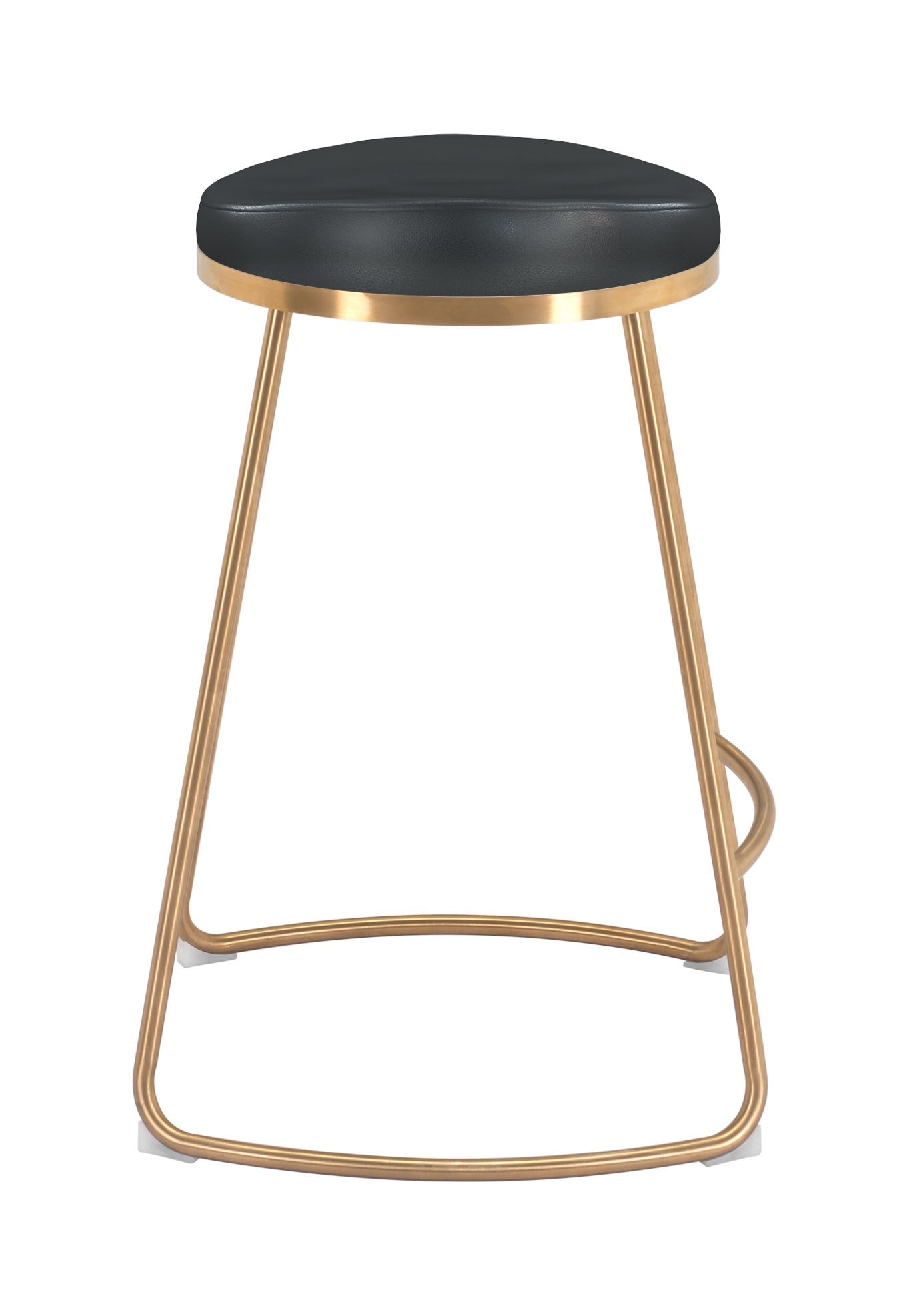 HomeRoots Set of 2 Black And Gold Modern Glam Geo Backless Counter Stools