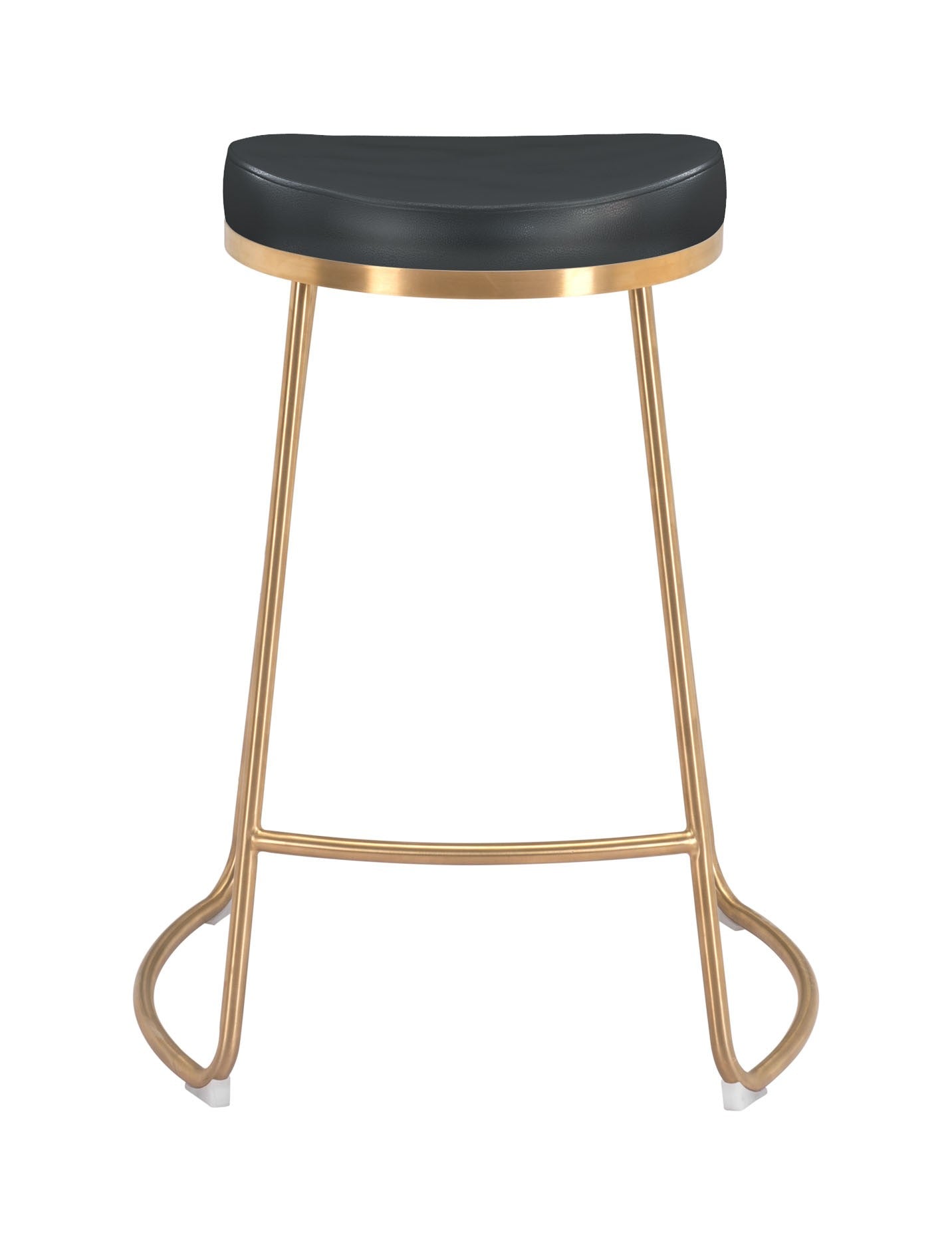 HomeRoots Set of 2 Black And Gold Modern Glam Geo Backless Counter Stools