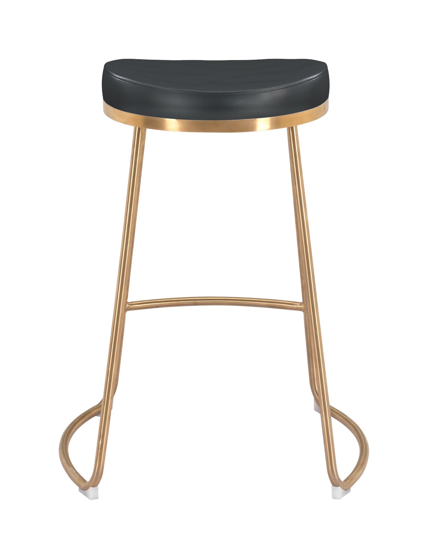 HomeRoots Set of 2 Black And Gold Modern Glam Geo Backless Counter Stools