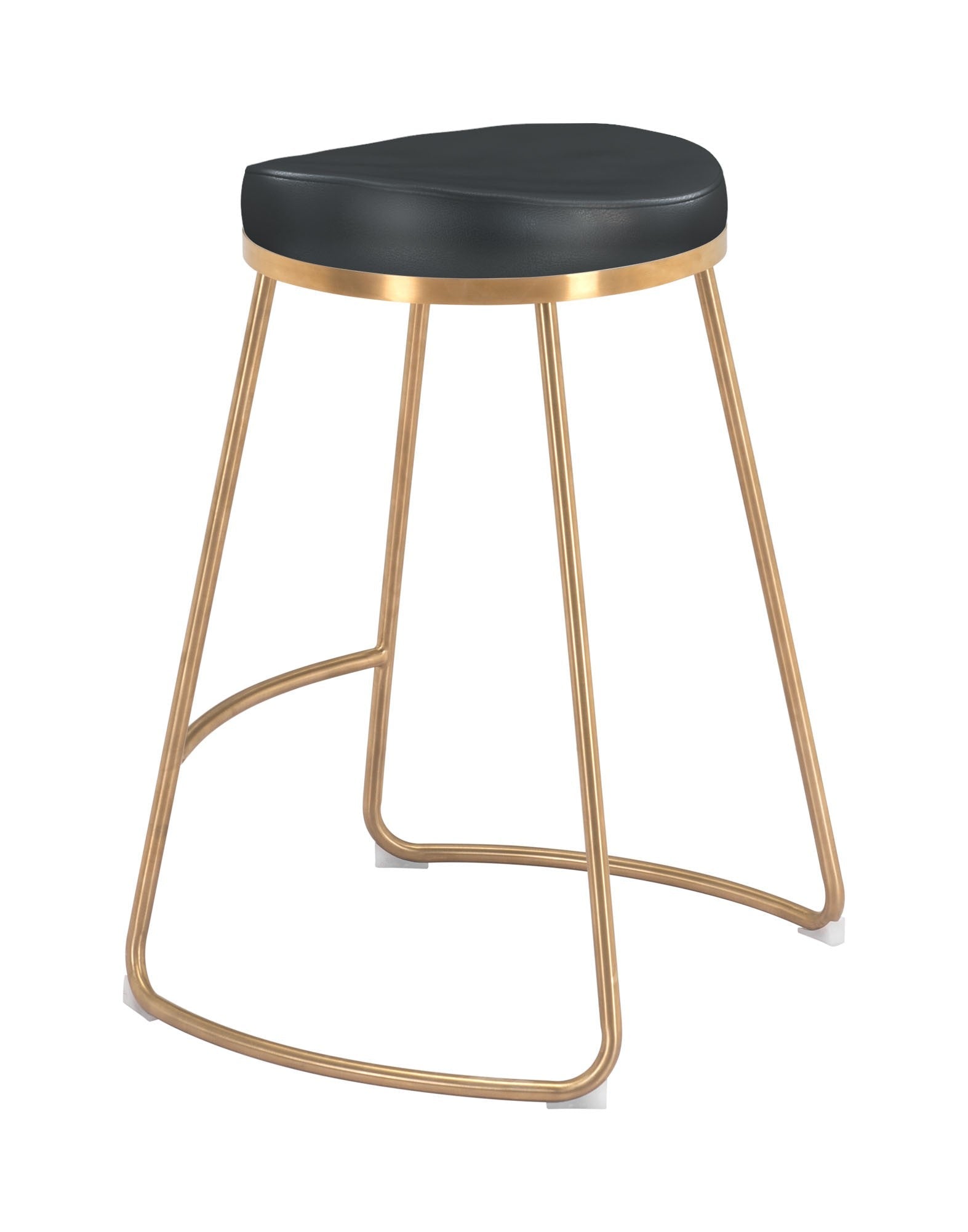HomeRoots Set of 2 Black And Gold Modern Glam Geo Backless Counter Stools