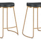 HomeRoots Set of 2 Black And Gold Modern Glam Geo Backless Counter Stools