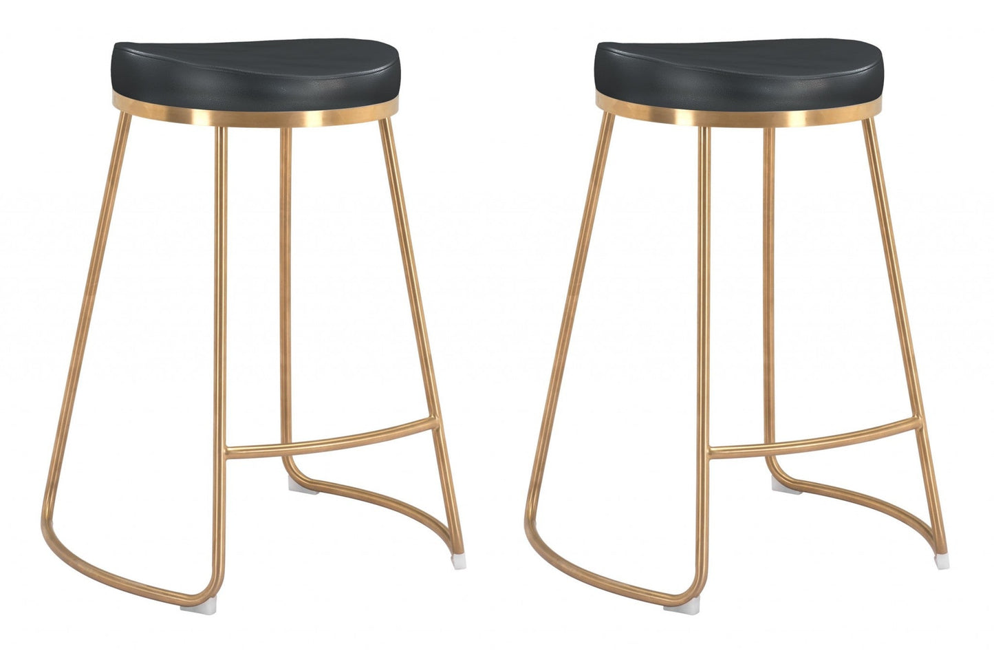HomeRoots Set of 2 Black And Gold Modern Glam Geo Backless Counter Stools