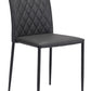 HomeRoots Set of 2 Black Faux Leather Diamond Weave Dining Chairs