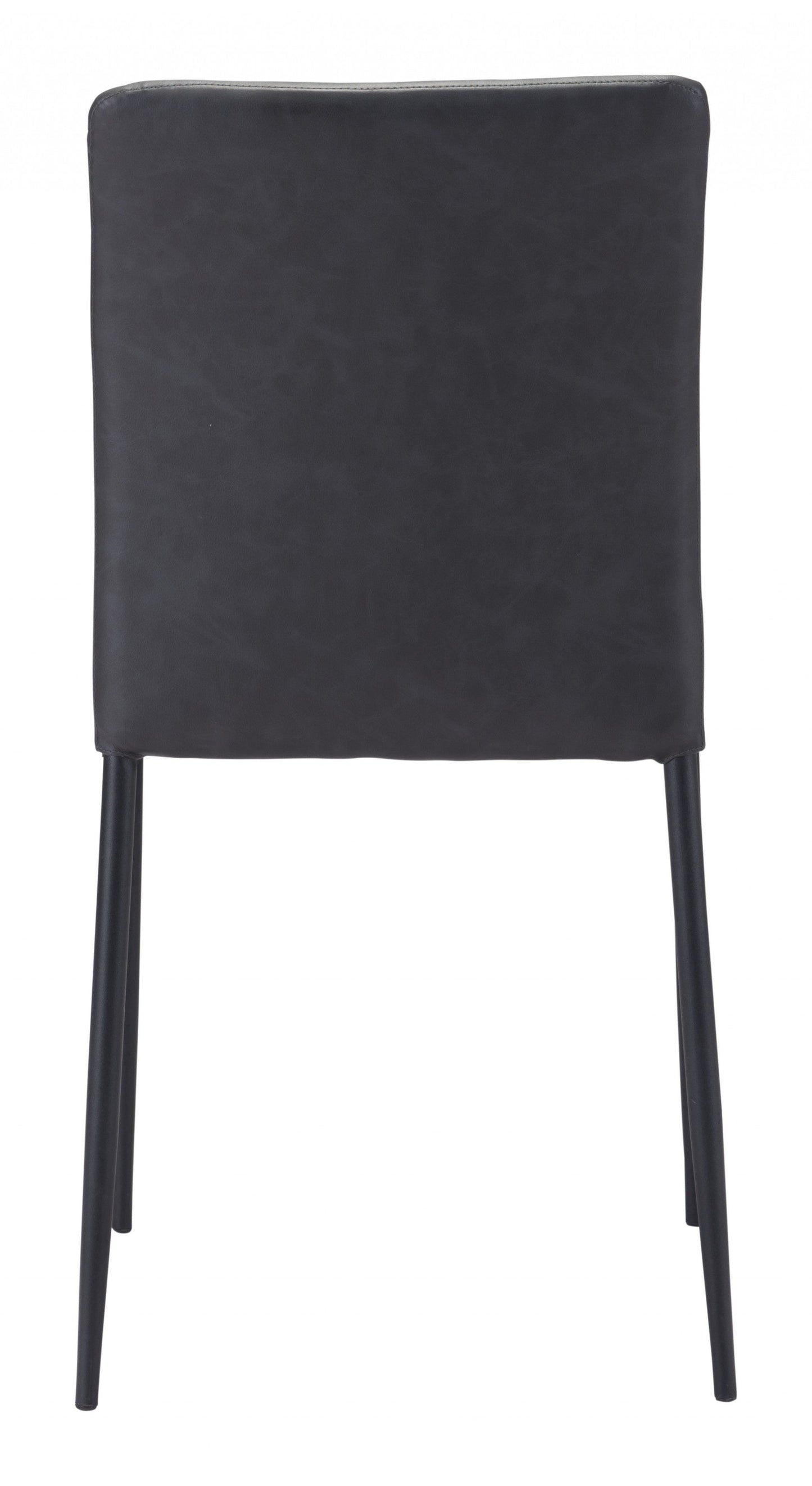 HomeRoots Set of 2 Black Faux Leather Diamond Weave Dining Chairs