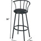HomeRoots Set of 2 Black Faux Leather Swivel Bar Stools