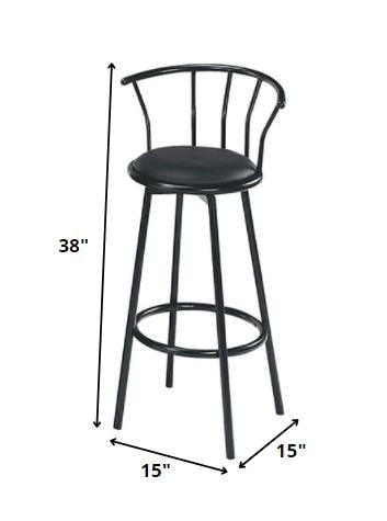 HomeRoots Set of 2 Black Faux Leather Swivel Bar Stools