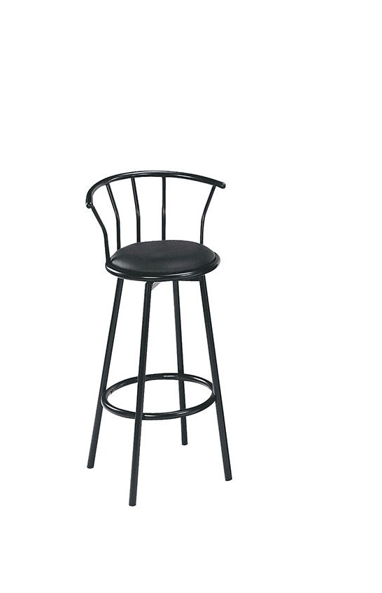 HomeRoots Set of 2 Black Faux Leather Swivel Bar Stools