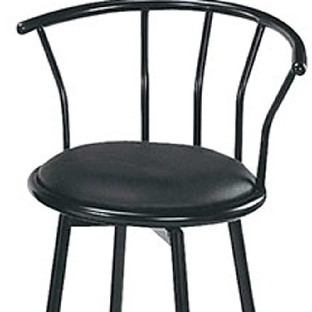 HomeRoots Set of 2 Black Faux Leather Swivel Bar Stools