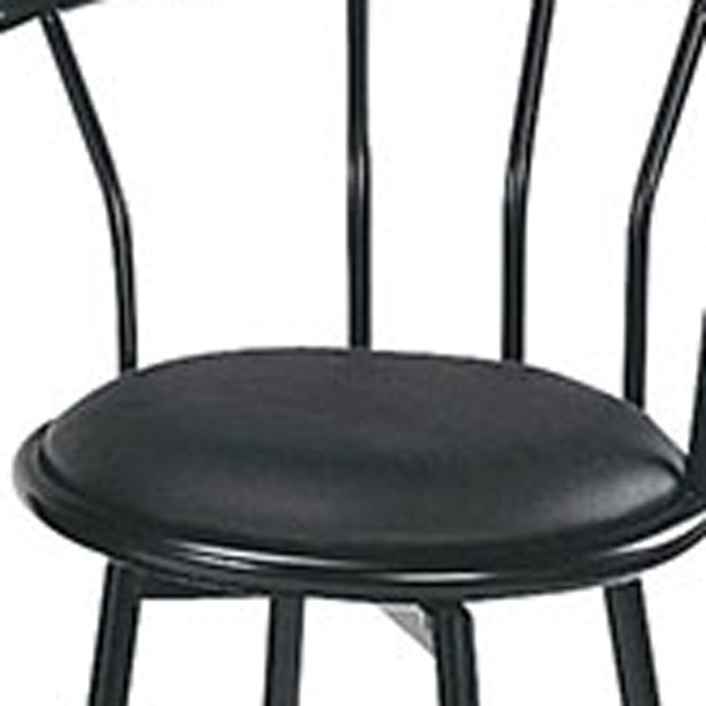 HomeRoots Set of 2 Black Faux Leather Swivel Bar Stools