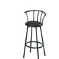 HomeRoots Set of 2 Black Faux Leather Swivel Bar Stools