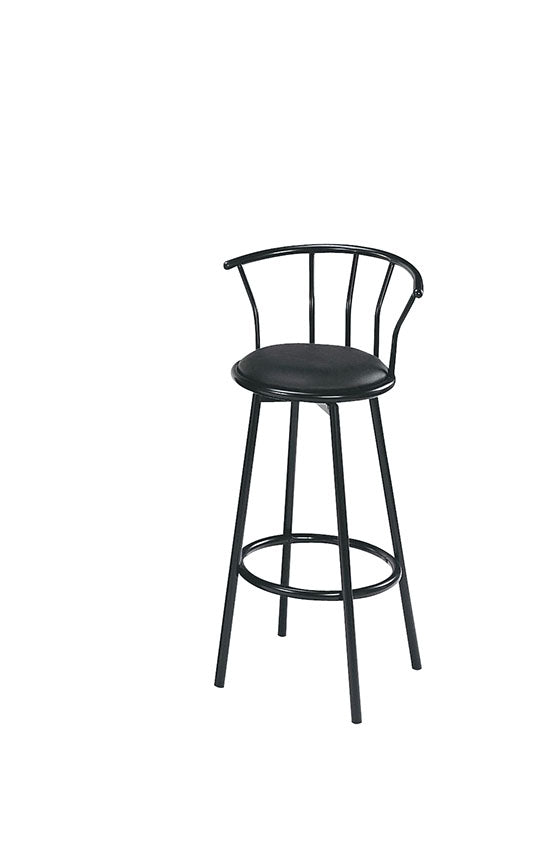 HomeRoots Set of 2 Black Faux Leather Swivel Bar Stools