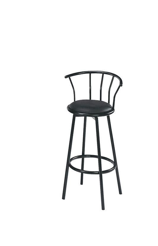 HomeRoots Set of 2 Black Faux Leather Swivel Bar Stools