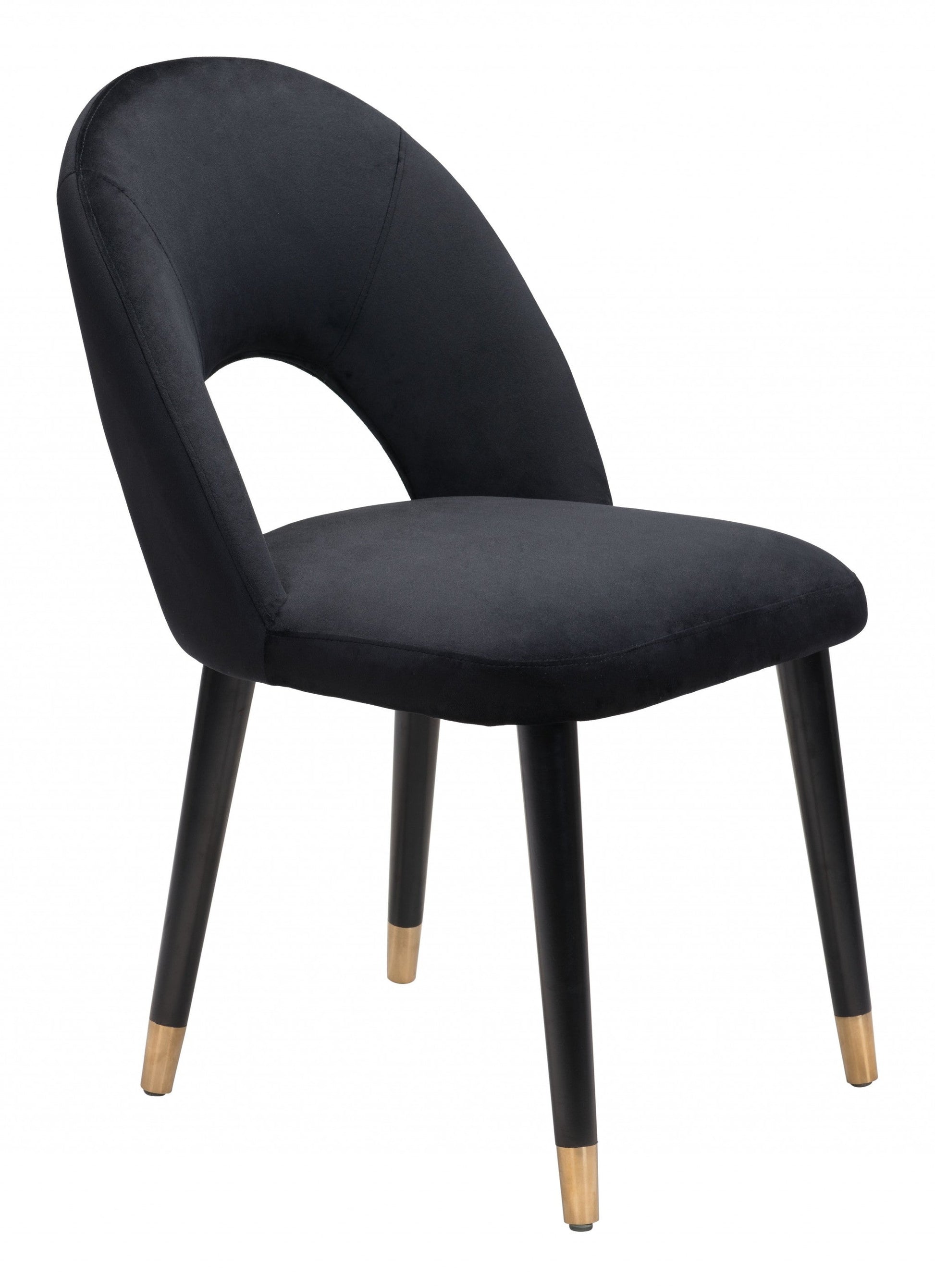 HomeRoots Set of 2 Black Thick Loop Back Dining Chairs