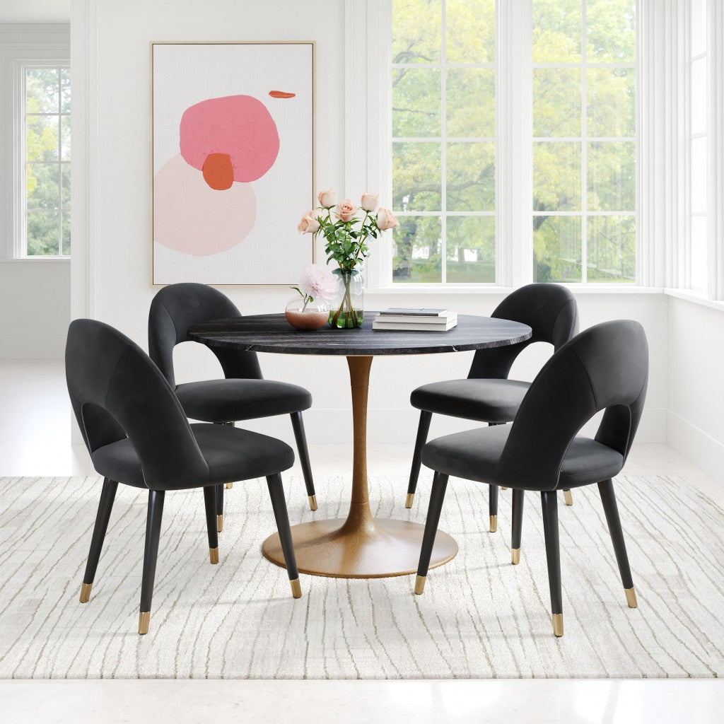 HomeRoots Set of 2 Black Thick Loop Back Dining Chairs